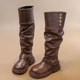 thumbnail image 2 of newwalpole Girls Knee High Fashion Riding Boots for Toddler/Little Kid/Big Kid Brown for Size 34, 2 of 7