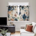 thumbnail image 4 of Vintage Blue Floral Kitchen Curtains Window Panels, Butterflies Watercolor Flower Tan Insulated Window Treatment Curtain, Grommet Curtains for Bedroom/Living Room/Bathroom, 2 Piece 42"Wx54"L, 4 of 8