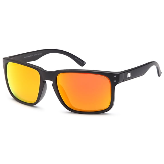 GAMMA RAY Polarized UV400 Classic Sunglasses with Shatterproof Nylon Frame ? Mirrored Orange Lens on Black Frame
