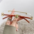 thumbnail image 2 of Gafas de sol con borde sin marco y diseño distintivo de leopardo con vetas de madera, gafas de sol con protección solar sin marco y doble haz, 2 of 5