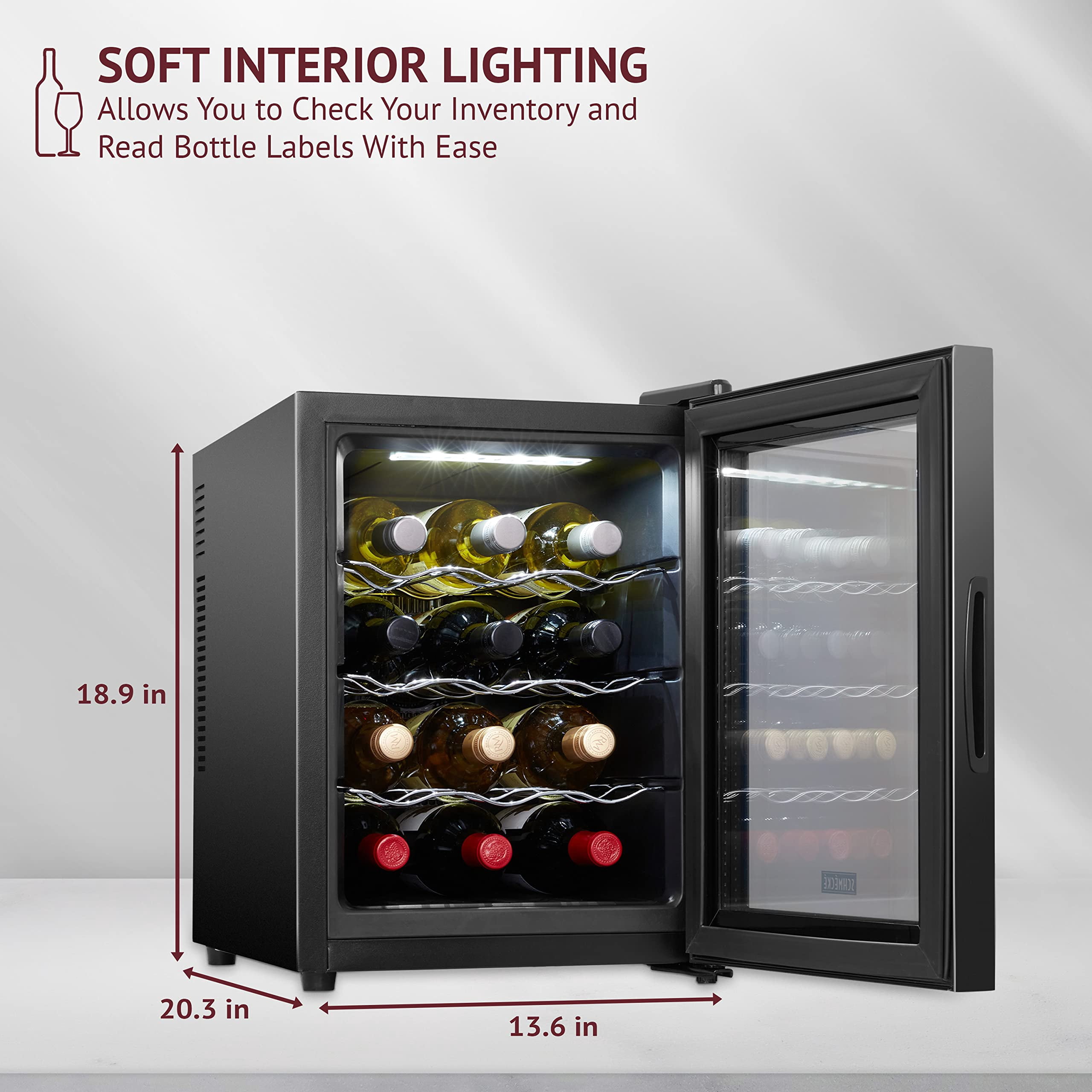 Schmécké 12-Bottle Freestanding Wine Cooler with Digital Temp & LED Lighting