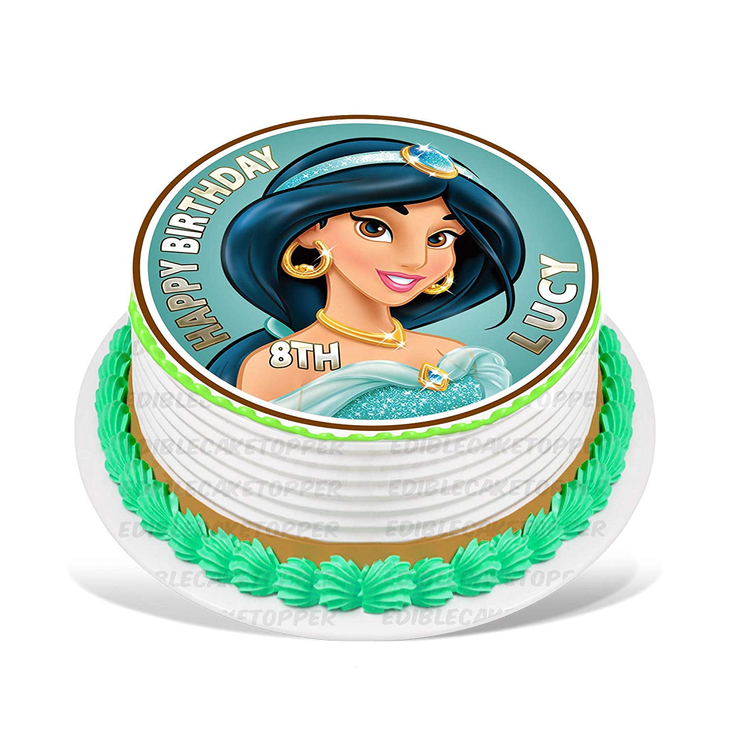 Princess Jasmine 7 Inch Edible Image Cake 3 Cupcake Toppers wafer frosting 