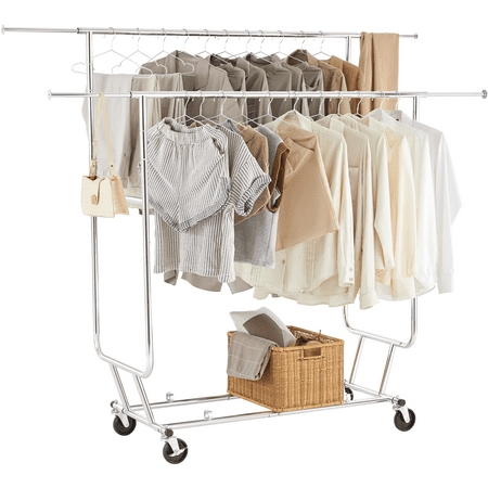 Commercial Grade Rolling, Adjustable, Collapsible Garment Rack