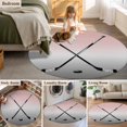thumbnail image 5 of Round Rugs 5Ft, Pink Gray Ombre Round Area Rug Washable Indoor Throw Carpet, Black Hockey Sticks Minimalist Style Soft Non Slip Circle Rug for Cabinet Bathroom Home Decor Aesthetic, 5 of 8