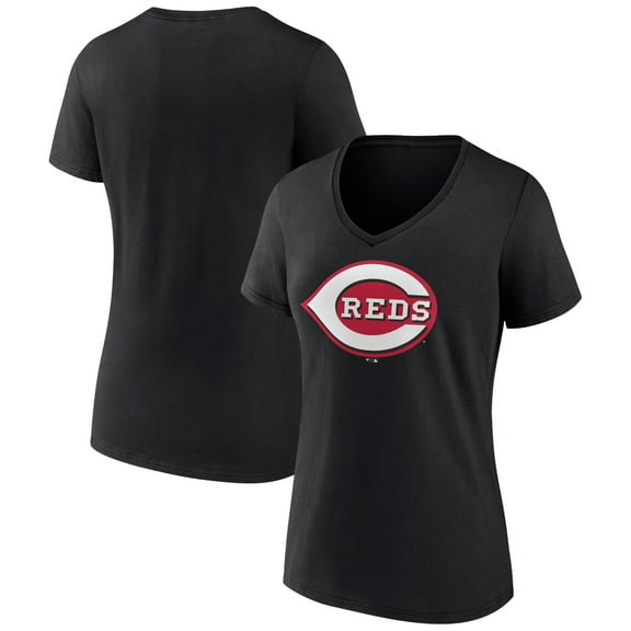 Women's Black Cincinnati Reds Secondary Color Primary Logo T-Shirt