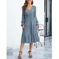thumbnail image 6 of Women's Spring Dress, Long Sleeve Mini Tunic Casual V Neck Wedding Guest Dresses, 6 of 8