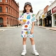 thumbnail image 5 of Grblisyd Girls Summer 2 Piece Outfits Casual Kids Lounge Sets Shorts Sleeve Tops and Elastic Waist Shorts, 5 of 5