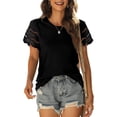 thumbnail image 1 of Camiseta informal de manga corta con encaje para mujer, camiseta de manga corta con encaje, mayor durabilidad, 1 of 6