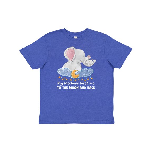 Inktastic My Meemaw Loves me to the Moon and Back Elephant Family Youth T-Shirt