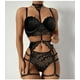 thumbnail image 4 of Conjunto erótico de mujer de tres piezas con estampado muaré de tres puntos sexy, 4 of 6