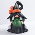 thumbnail image 2 of BallsFHK Halloween Gnome Witches Decoration, Black With Orange Bows, Handmade Table Decor With Cauldron, Spooky Resin Statue Scandinavian Gnomes, 2 of 3
