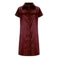thumbnail image 6 of Fewfanhot Womens Summer Dresses Nightshirt for Women Button Down Nightgown Silk Short Sleeve Sleepshirt Notch Collar Sleepwear, 6 of 7