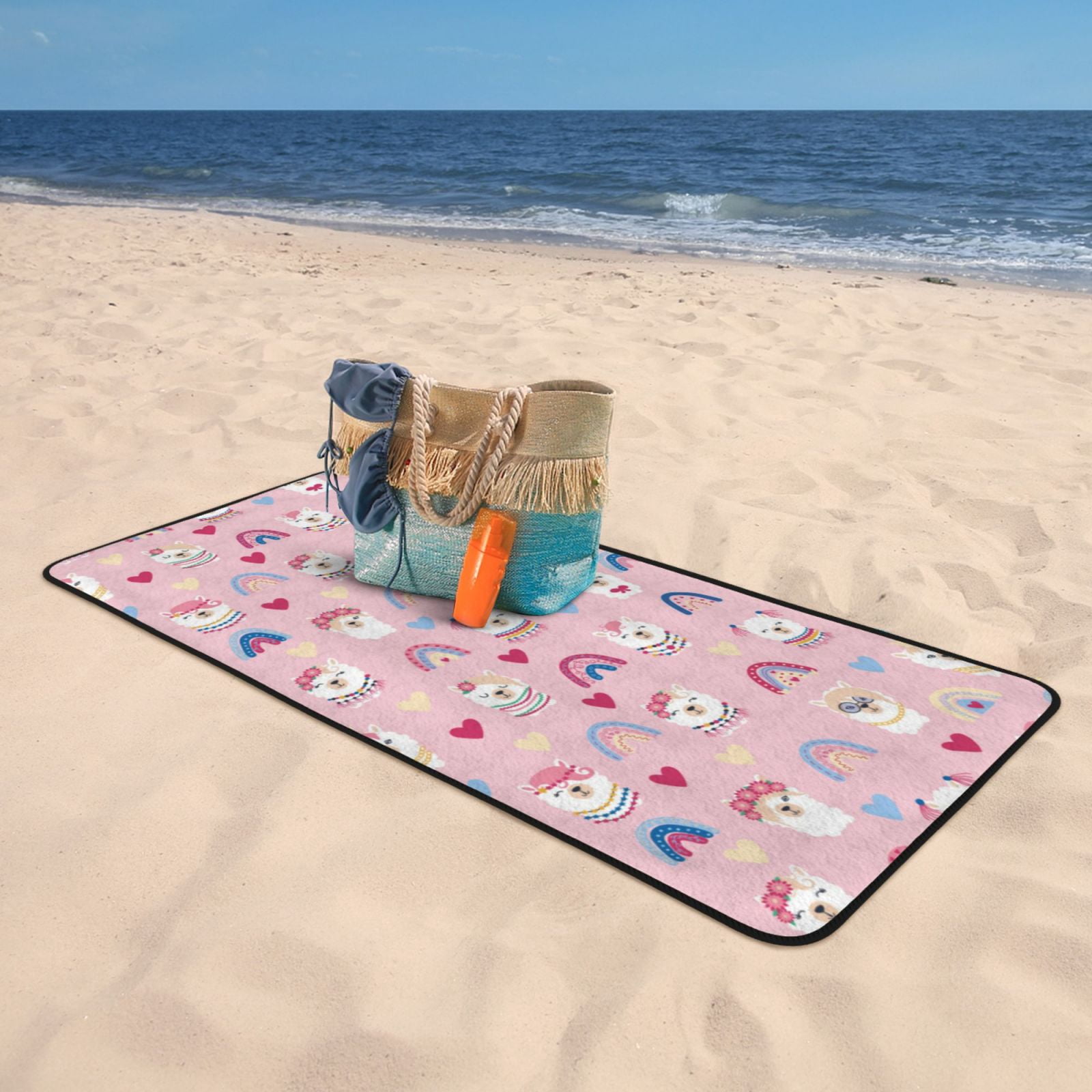 Cotton Bath Towels for Bathroom - Cartoon Cute Alpaca Face Love Microfiber Quick Dry Towels for Body Bath Sheets, Personalized Beach Towel, Soft Shower Towels for Travel Home Beach 27*55in