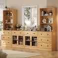 thumbnail image 4 of RichYa 4Pcs Kitchen Pantry Storage Cabinet,Modular Furniture Cabinets with Drawers,Hutch Buffet Cabinet with Display Glass Doors for Dining Room,Wood, 4 of 10