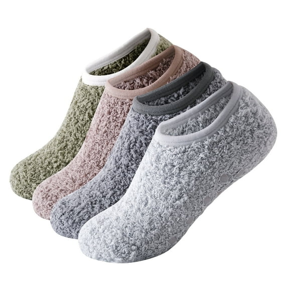 Fuzzy Grip Socks for Women,Thick Warm Slipper Cozy Fluffy Non Slip Ankle Hospital socks With Grips