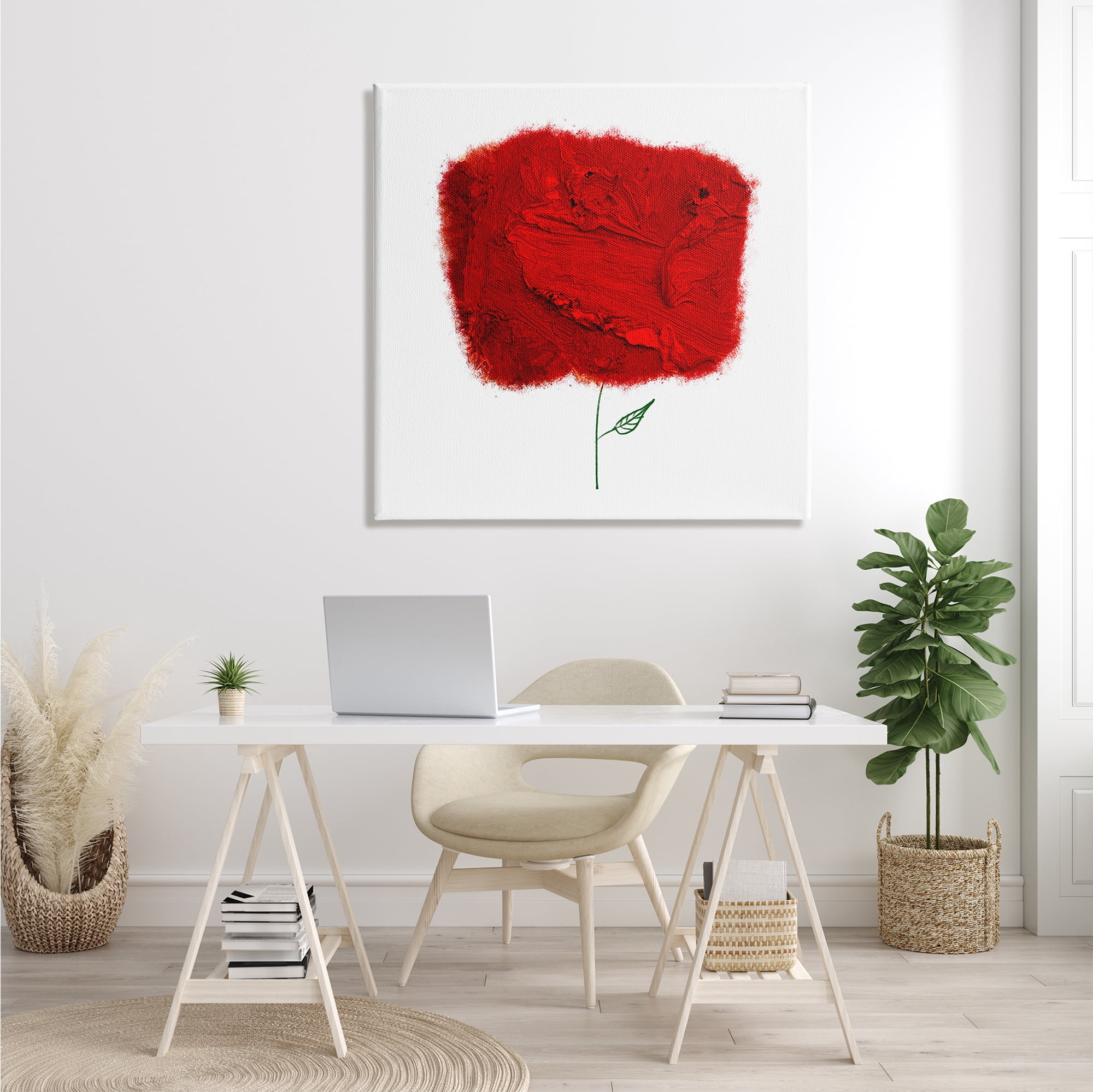 Stupell Industries Nerudo Rose Abstract Interpretation Modern Red Floral Botanical & Floral Painting Gallery Wrapped Canvas Print Wall Art, 36 x 36