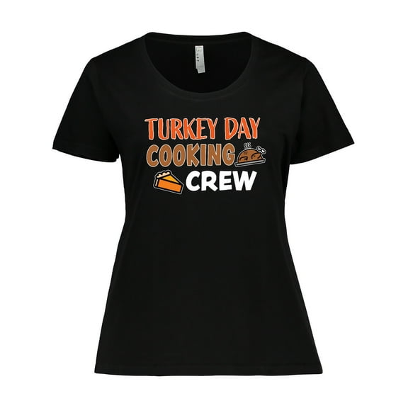 Inktastic Thanksgiving Turkey Day Cooking Crew with Turkey and Pumpkin Pie Women's Plus Size T-Shirt