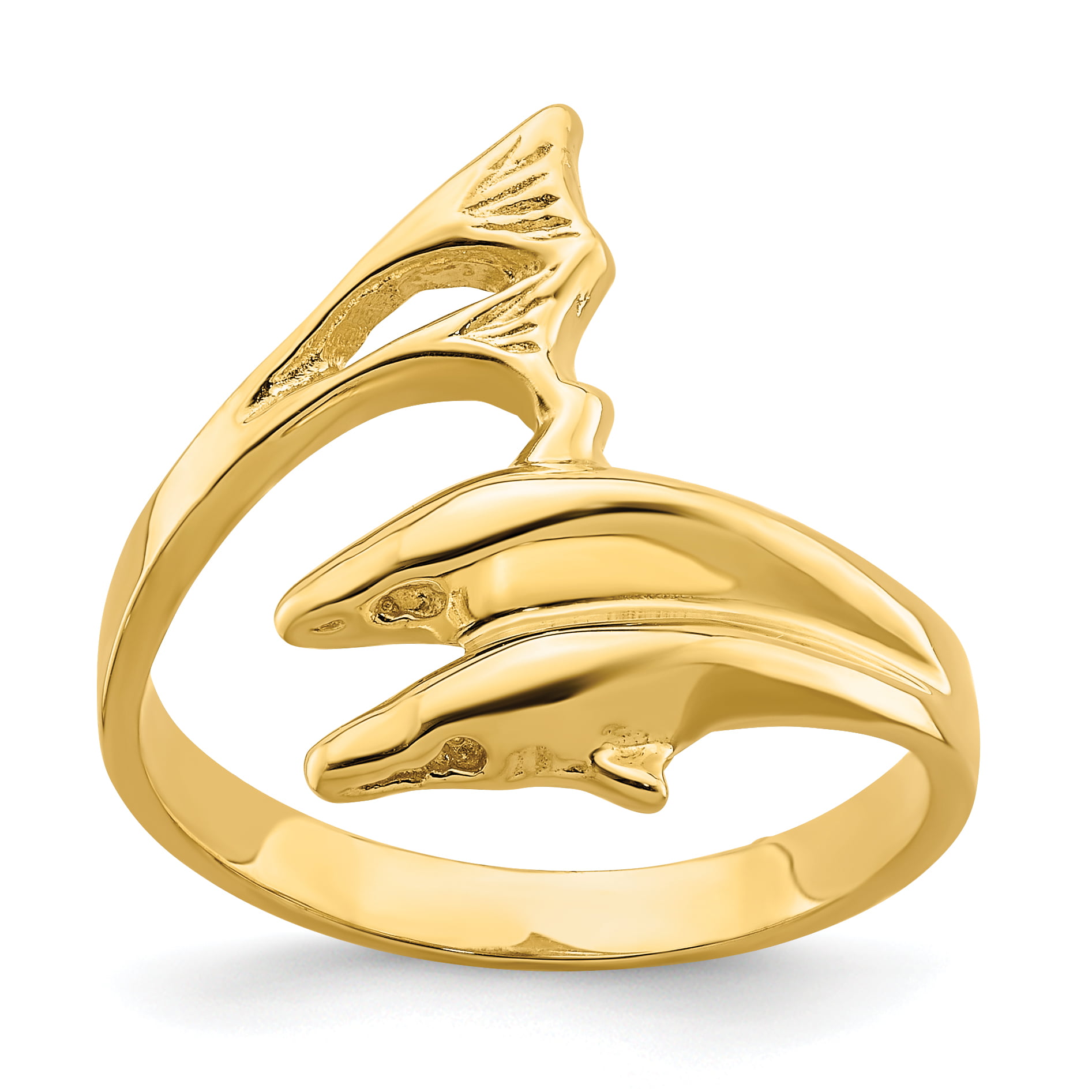 Charms Collection - 14k Polished Double Dolphin Ring R807 - Walmart.com ...