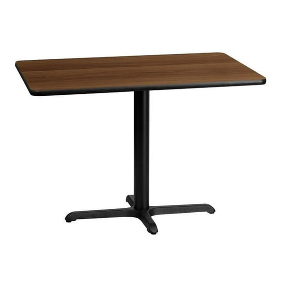 Bowery Hill 30" x 42" Restaurant Dining Table in Black and Walnut