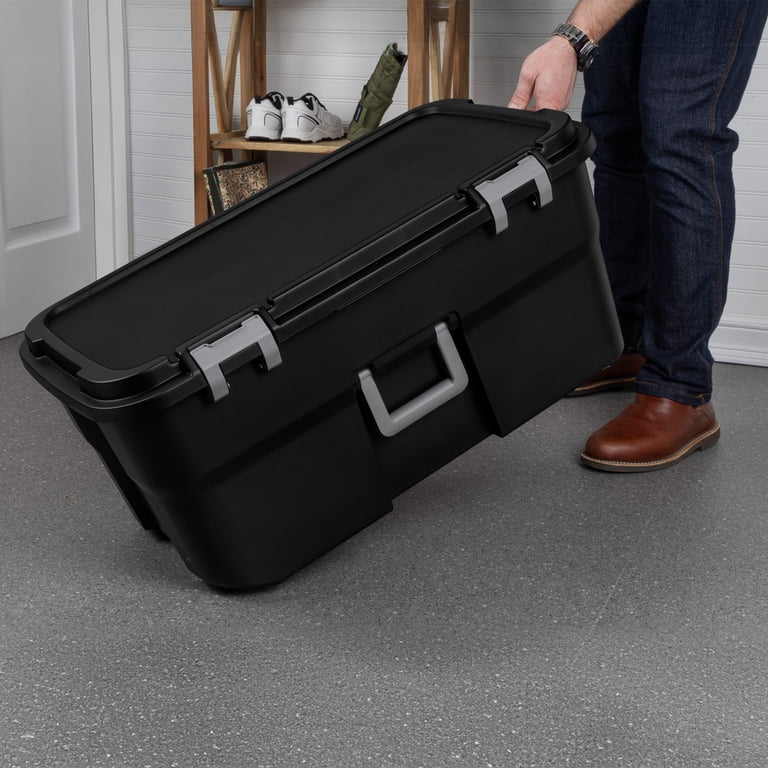 Sterilite 22 Gallon Large Wheeled Footlocker, Heavy Duty Plastic