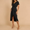 thumbnail image 5 of Plus Size Swing Dresses for Womens 2026 Fashion Summer Wrap V-Neck Short-Sleeve Maxi Dress With High Slit Multiple Colors, 5 of 7