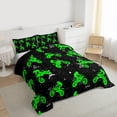 thumbnail image 3 of Homewish Black Green Motorcycle Bedding Comforter Set, Fashion Graffiti Art Twin Comforter Sets, Teens Kids Boys Girls Reversible Bedding Set, Breathable Home Decor, 2pcs, 3 of 8
