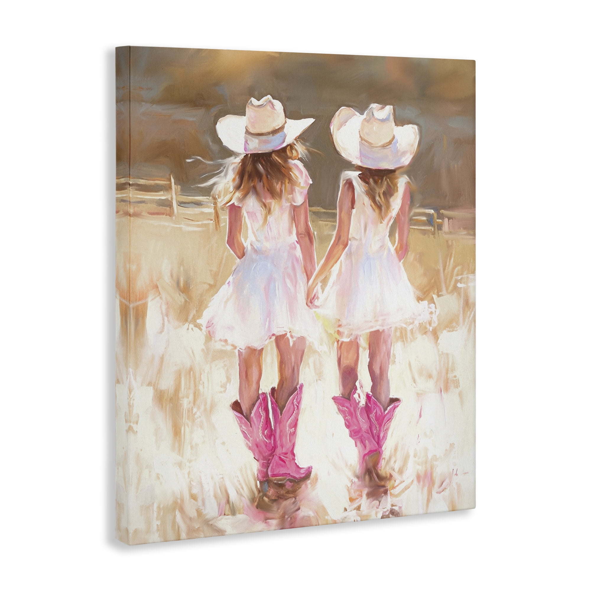 Stupell Industries Sunlit Cowgirl Sisters Novelty Painting Gallery Wrapped Canvas Art Print Wall Art, 24 x 30