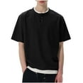 thumbnail image 1 of pstuiky camisetas para hombre, Blusas/camisetas casuales de verano para hombre, de color liso y cuello redondo ropa de hombre m, 1 of 5