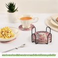 thumbnail image 6 of Haosy Set of 6 Drink Woven Coaster with Holder Heat Resistant Non-Slip Bar Coasters 4 Inches Cute Pig and Petals, 6 of 7