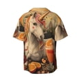 thumbnail image 4 of Goofa Countryside Fruit White Horse Printed Men's Casual Short-sleeved Shirt,Lightweight Breathable Button-down,Summer Casual men's top,Versatile Fashion shirt-XX-Large, 4 of 7