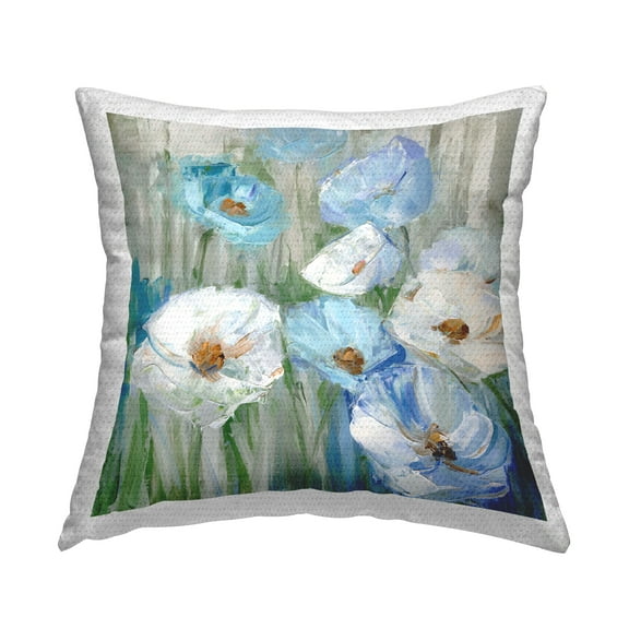 Stupell Industries Blue & White Poppies Design by Sally Swatland Outdoor Printed Pillow