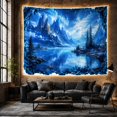 thumbnail image 6 of Mountain Lake Through Rocky Cave with Pine Trees, Majestic Fantasy Style for Nature Lovers, Mountain Wall Decor Housewarming Gift, Tapestry Wall Hanging for Bedroom and Dorm, 6 of 7
