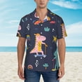 thumbnail image 2 of Kll Men'S Hawaiian Shirt Short Sleeve Button Down Beach Shirts-Cartoon Dinosaur Scooter Sport Blue, 2 of 7