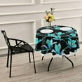thumbnail image 7 of Coolnut Turquoise Forest Floral Round Table Cloth 60" Tablecloth with Trim Ribbon Stain-Resistant Dining Table Cover for Home Dinner Party Tabletop Fabric House Decor, 7 of 7
