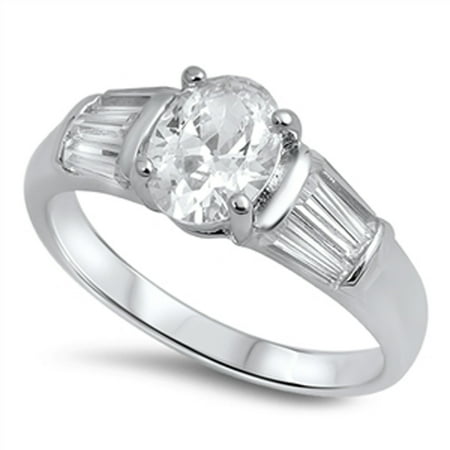 Sterling Silver Women's Flawless Colorless Cubic Zirconia Solitaire Wedding Ring (Sizes 5-10) (Ring Size 8)