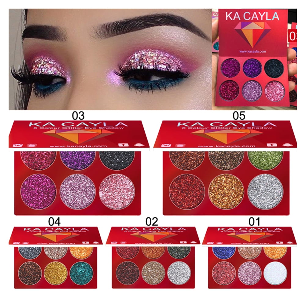 Decor Store Glitter Sequins 6 Colors Eyeshadow Powder Palette Matte Eye Makeup Cosmetic