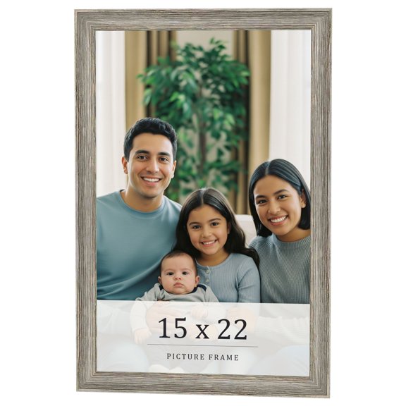 15x22 Frame Grey Solid Wood Picture Frame Width 1 Inches | Interior Frame Depth 0.5 Inches |
