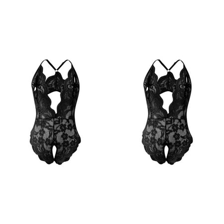 2 Pack Women V Neck Underwears Lingerie Lace Backless Lanyard Underwears Conjoined Tight Suit Bridal Gown Garment Bag Lace Apron Lingerie Bustier Corset with Bling Women Sleepwear