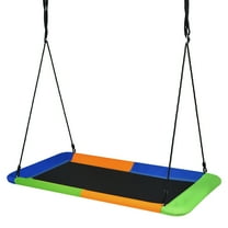 Gymax 60'' Kids Giant Tree Rectangle Swing 700 lbs w/ Adjustable Hanging Ropes Blue Orange Green