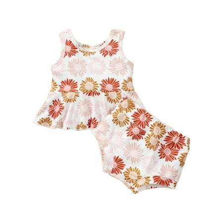 

MIHOLL Infant Baby Girl Floral T-Shirts and Shorts Briefs 2Pcs Outfit Sets Size 3-24 Months