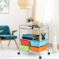thumbnail image 2 of GOFLAME 4-Drawer Rolling Storage Cart with 2 Shelves, Mobile Utility Cart with Removable Drawers and Metal Frame, Art Craft Drawer Cart with Lockable Wheels for Home, Office, School, Multicolor, 2 of 18