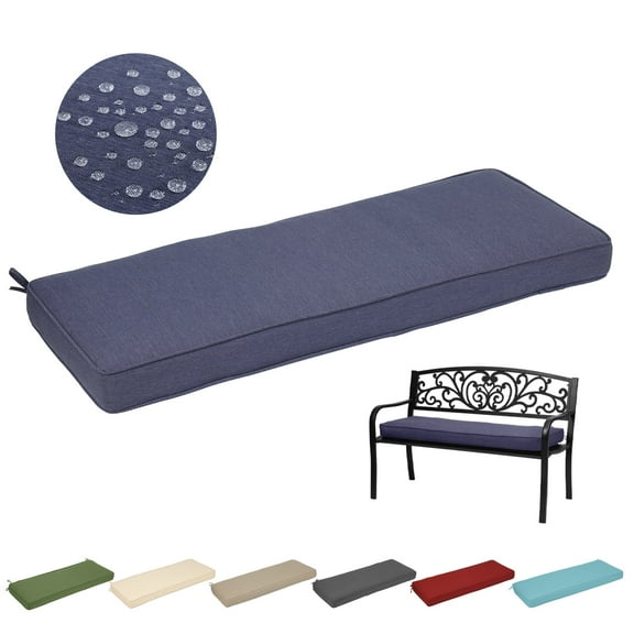BPS Outdoor Indoor Bench Cushion 46x18 Inch, Fade & Water-Resistant Pad, Dark Blue