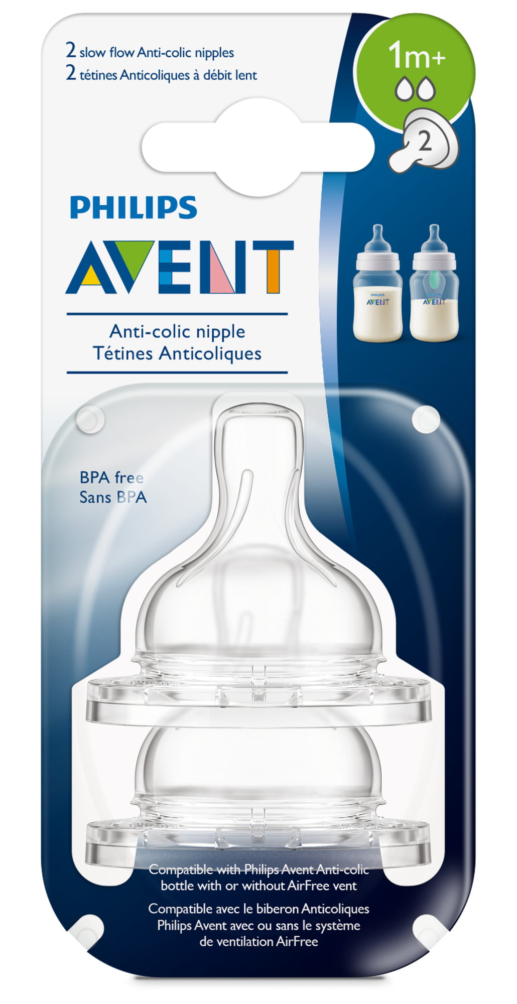 2-Pack Philips AVENT BPA Free Natural Slow Flow Nipples 