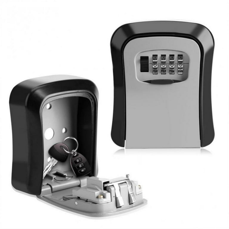 Key Lock Box, Wall Mount 4 Digits Combination Lockbox Outside, Waterproof Outdoor Key Hider for House Key, Resettable Safe Security Password Box with Mounting Kit & Dust-proof Cover-Grey - Walmart.com