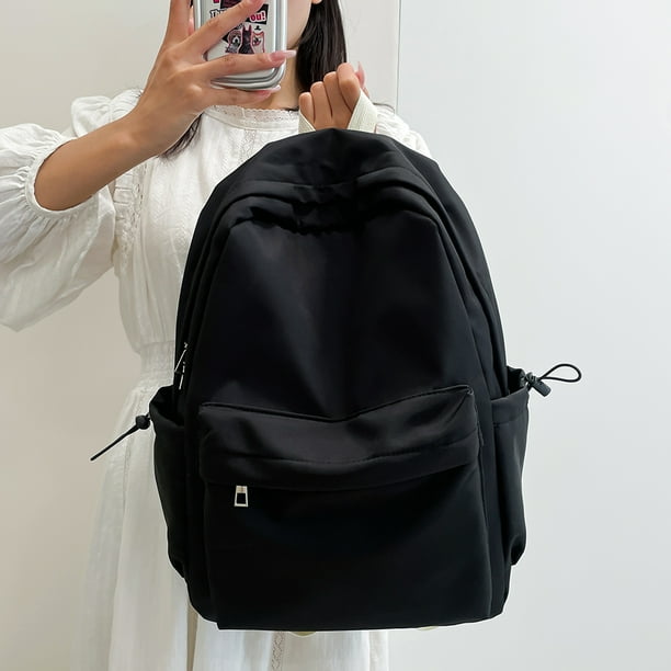 Mochila de moda para adolescentes, mochila escolar sólida con cremallera, mochila de nailon de gran capacidad