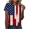 thumbnail image 2 of Vetsdori Womens American Flag T Shirts Summer July 4th Pullover Graphic Red White and Blue Short Sleeve Plus Size Red White and Blue , Crew Neck Independence Day Tops for Women Casual, 2 of 7