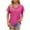 Hot Pink, variant on Qiaocaity Summer Shirts for Women V Neck Hollow Out Recreational Short Sleeve Tops Blouse Black L