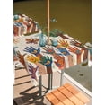 thumbnail image 2 of Outdoor Tablecloth with Umbrella Hole for Patio/Picnic/Party/Camping, Children's Day Waterproof Table Cloth Square Cover Washable, Cartoon Handprint Butterfly Retro Beige (60"x 60"), 2 of 8