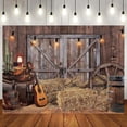 thumbnail image 2 of Western Cowboy Backdrop Wooden Village Door Photograph Backdrop West House Barn Background Vintage Kids Boy Baby Shower Birthday Party Decoration Backdrop Farm Man Birthday Retirement Backdrop 7X5FT, 2 of 7