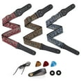 thumbnail image 1 of 1 Ensemble de Sangles de Guitare Style Ethnique Réglable Broderie Antidérapant Support de Charge Brodé Sangle de Guitare Instrument de Musique, 1 of 7